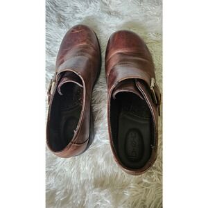 BOC Born Womans Laurium Brown Leather Wedge Clogs Slip On Shoes Size 8.5